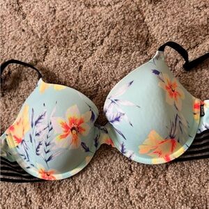 PINK Victoria's Secret Floral Bra - Light Blue and Yellow